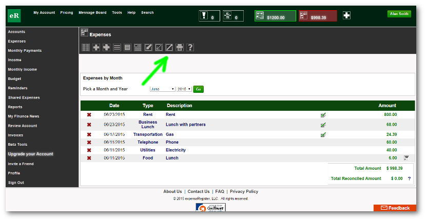 Expenses Page