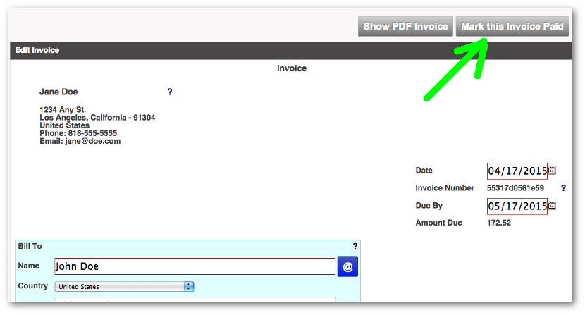 Invoice Mark Paid