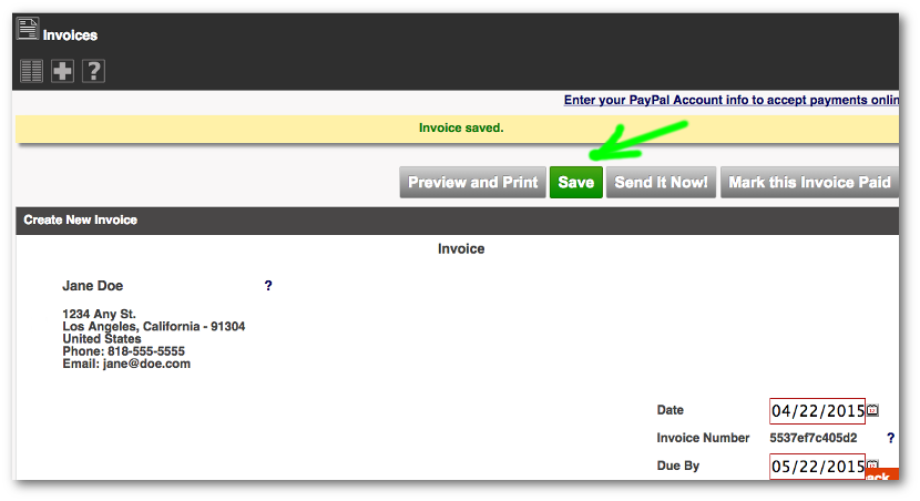 Save Invoice