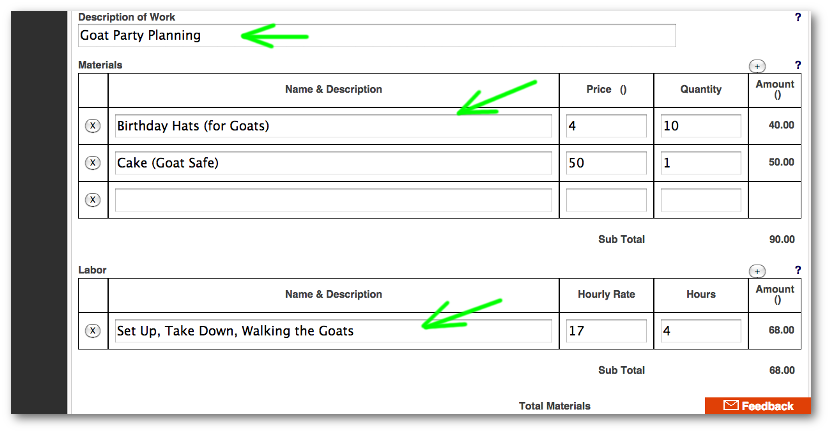 Invoice Work Description